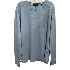 Vince Thermal Shirt Mens XXL Blue Long Sleeve Waffle Knit Pima Cotton Crew Neck